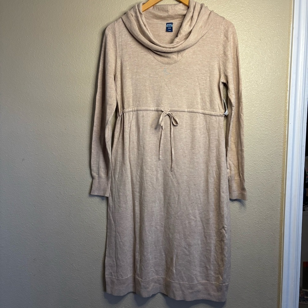 Old Navy Tan Knit Cowl Neck Maternity Dress size M